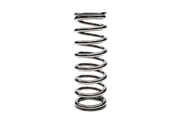 Close up of a silver metal coil spring isolated on transparent background
