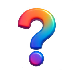 Naklejka premium A colorful, rainbow gradient question mark symbol isolated on a transparent background, representing curiosity and inquiry