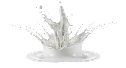Isolated splash of milk, dairy liquid, creamy texture, droplets and ripple, fresh