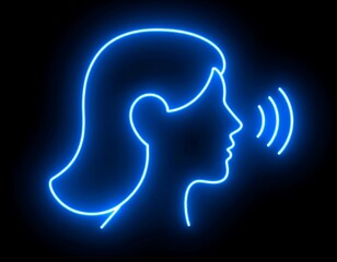 Neon profile of a woman speaking