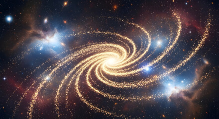 Fototapeta premium A bright, spiral galaxy glows in the dark, infinite cosmos, a celestial illustration of deep space and stars