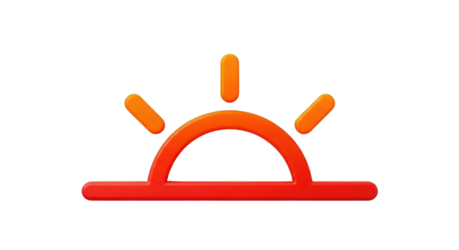 Isolated minimalist sunrise symbol, simple design for app or website icons, ui design element