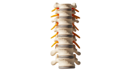 Isolated Spine Model Anatomy with Nerves, Medical Education, Human Skeletal System