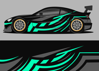 car wrap design with green abstract theme