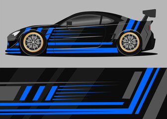 car wrap design with blue and black geometry theme