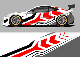 car wrap design with white and red geometry speed theme