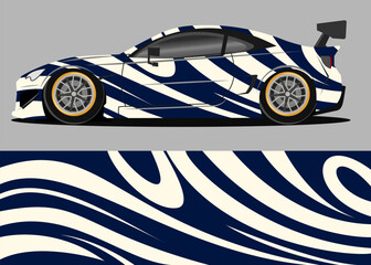 car wrap design with blue and white abstract theme