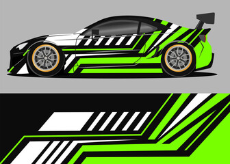 car wrap design with green and white geometry theme