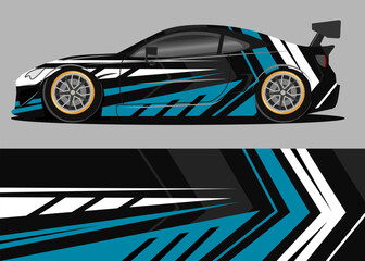 car wrap design with black and blue color theme