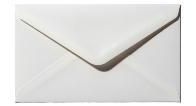 Isolated blank envelope on a solid surface for mailing letters and correspondence