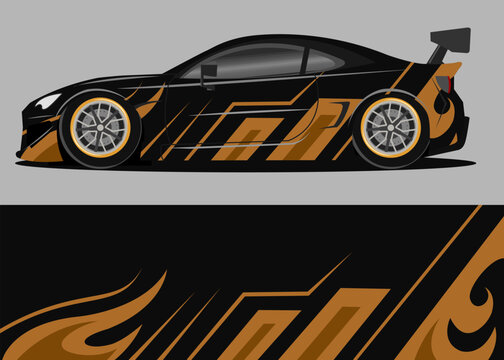 car wrap design with black and golds geometry theme