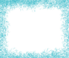 Abstract frosty blue border with icy texture edges and a clean white center. Perfect for holiday cards, invitations, winter backgrounds, and seasonal graphic design projects.