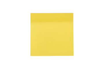 Single yellow sticky note isolated on transparent background