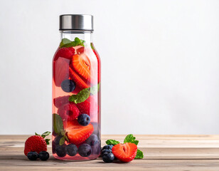 Berry infused water bottle, Generated image