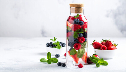 Berry infused water bottle, Generated image