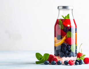 Berry infused water bottle, Generated image