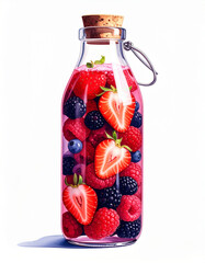 Berry infused water bottle, Generated image