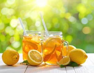 Iced tea with lemon, Generated image