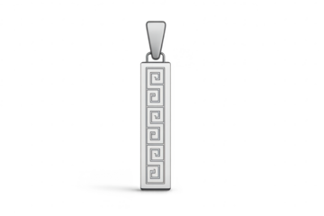 Greek key pattern silver pendant, isolated on transparent background