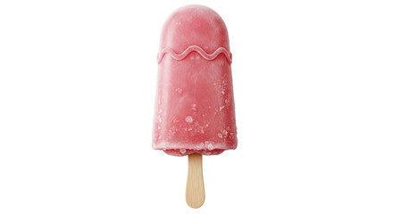 Isolated strawberry flavored ice pop on a wooden stick, a refreshing summertime treat