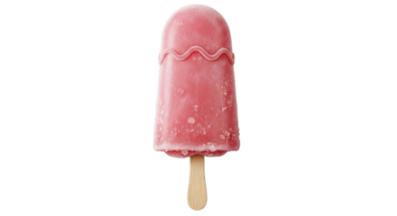 Isolated strawberry flavored ice pop on a wooden stick, a refreshing summertime treat