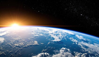 Earth rising, sunlit view from space