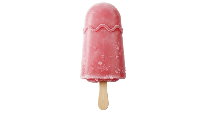 Isolated strawberry flavored ice pop on a wooden stick, a refreshing summertime treat