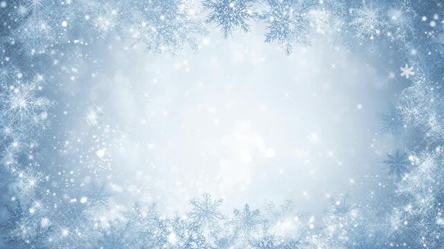 Winter snowflake animation: enchanted snowfall background with frosty patterns