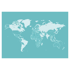 World Map Illustration Depicting Global Geography and Political Boundaries.