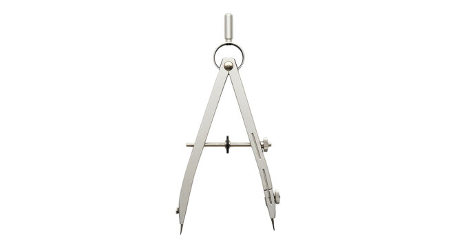 Isolated tool for geometry drawing, math study. Precision compass instrument for circles