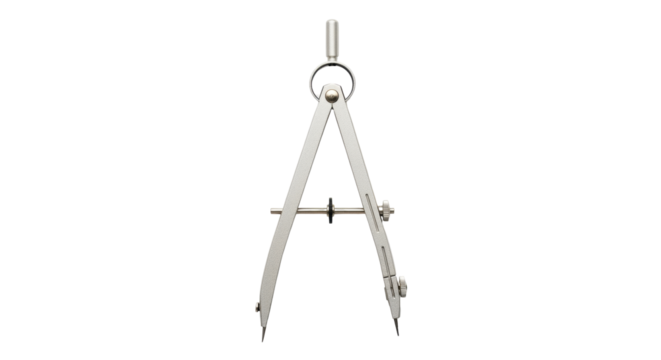 Isolated tool for geometry drawing, math study. Precision compass instrument for circles