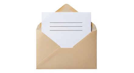 Isolated brown envelope and a stationery card with lines for writing a message or personal note