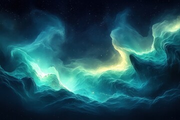 Vibrant colored nebula with intricate patterns and swirling clouds, captivating and mesmerizing.