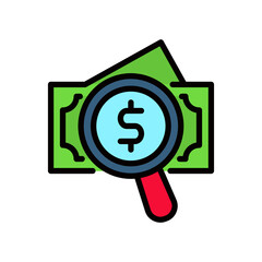 Money Search lineal color icon