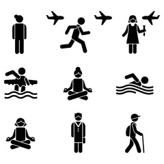 People engaged in various activities including travel and sports.