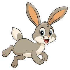 Cartoon Rabbit with Big Ears and Playful Expression, Cute Animal Character Illustration