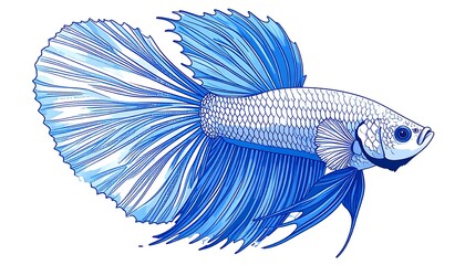Blue betta fish illustration