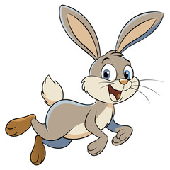 Cartoon Rabbit with Big Ears and Playful Expression, Cute Animal Character Illustration