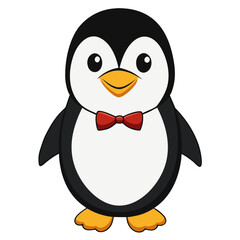 Cartoon Penguin with Red Bowtie