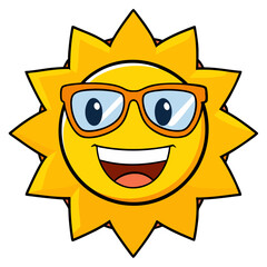 Cartoon Sun with Sunglasses Smiling and Looking Cool
