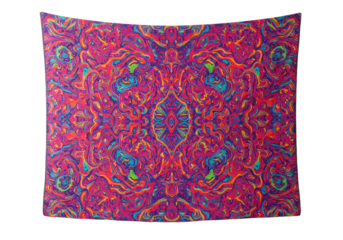 Vibrant Psychedelic Tapestry:  Bohemian Wall Hanging Mandala Design