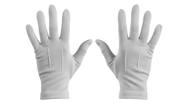 Isolated pair of uniform dress gloves, formal white gloves, parade or usher gloves apparel