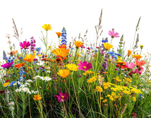 Vibrant flower meadow with various colorful blooms