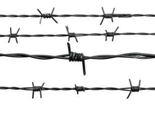 Dark barbed wire strands against a dark background