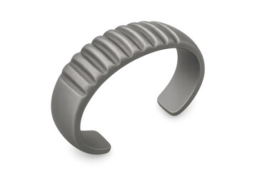 Naklejka premium Gray ribbed cuff bracelet isolated on transparent background, studio shot.