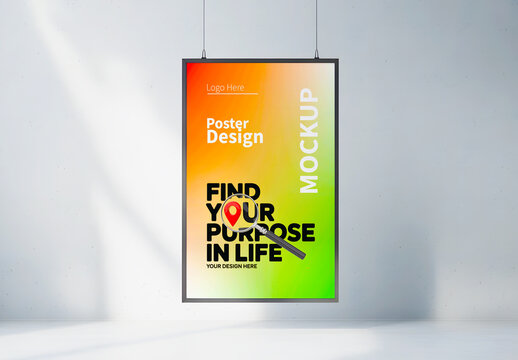 Vertical Poster Mockup With Find Your Purpose Design