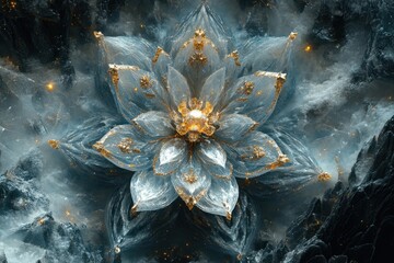 Lonely flower blooming amidst a dark sky.