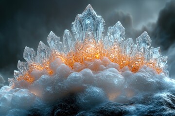 Close-up of intricate ice crystals, forming beautiful patterns - perfect for wallpapers.