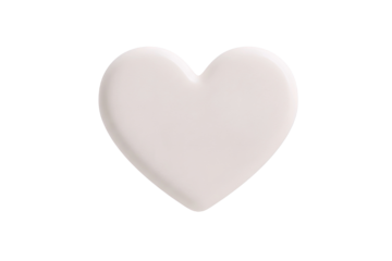 Single white heart shape isolated on transparent background
