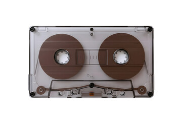 Fototapeta premium Vintage cassette tape audio recording medium isolated on transparent background